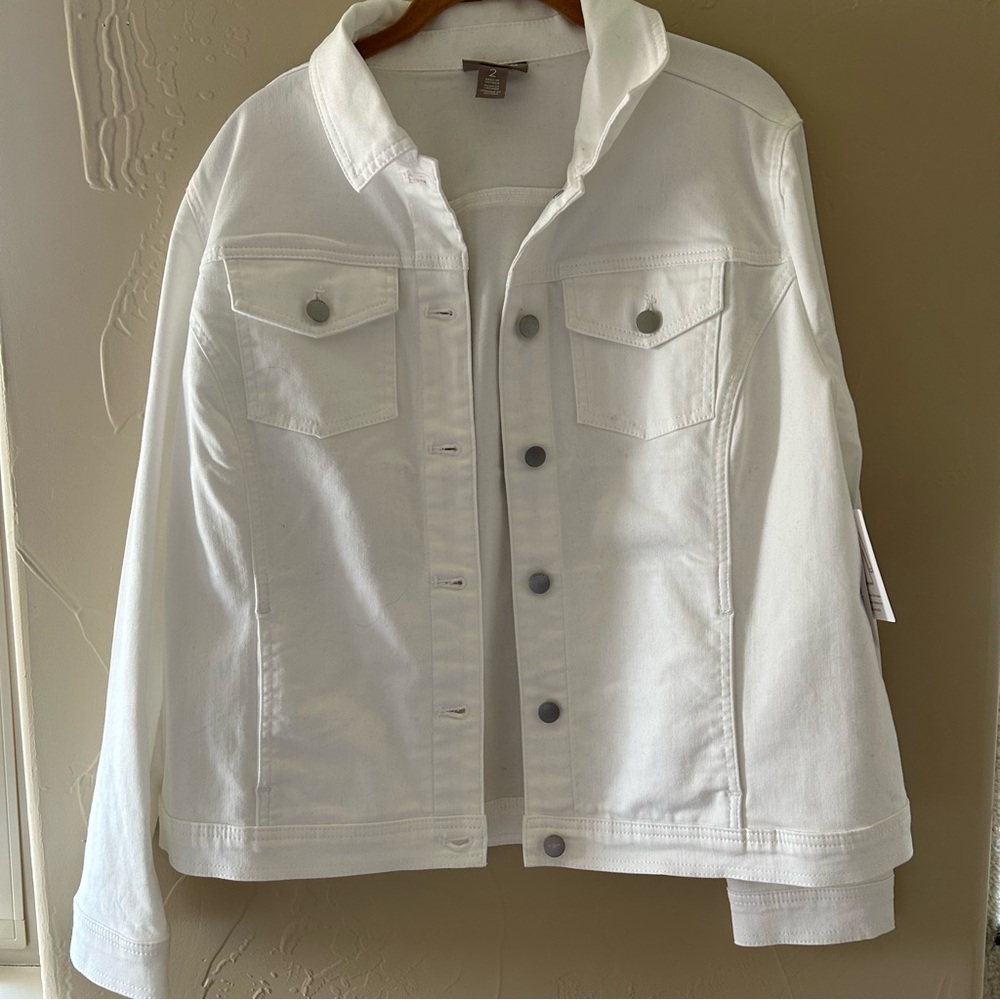 New With Tags Chico’s Off The Rack White Denim Jacket